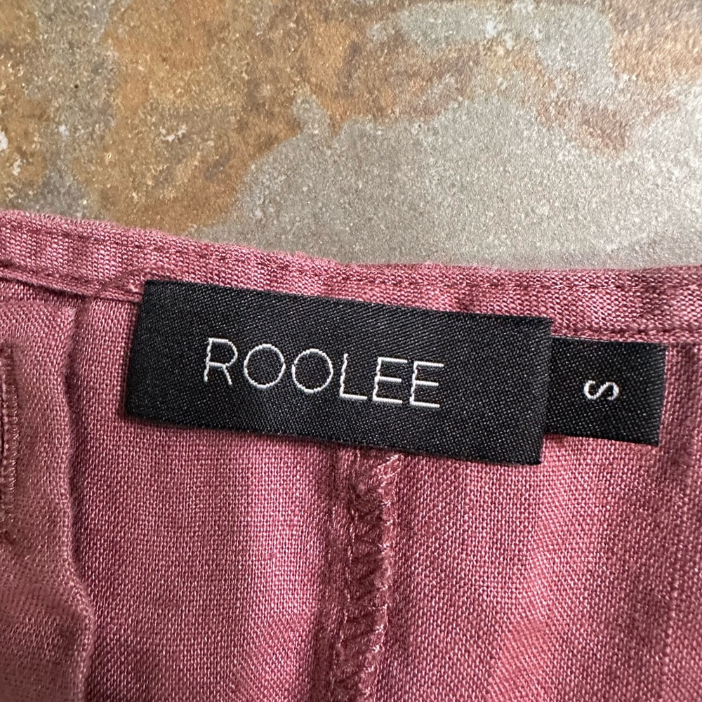 SOLD Roolee Pink 100% Linen Button 3/4 Sleeve Modest Dress Size Small - Picture 4 of 8